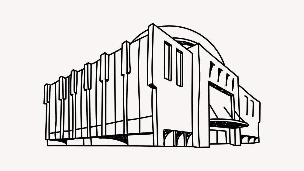 Modern shopping mall hand drawn illustration vector