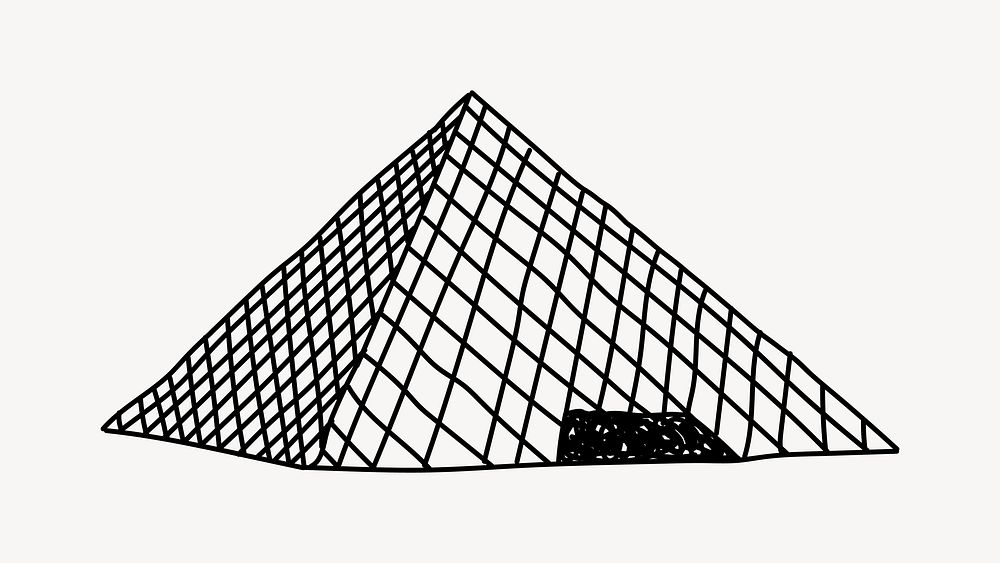 Louvre Museum France hand drawn illustration vector