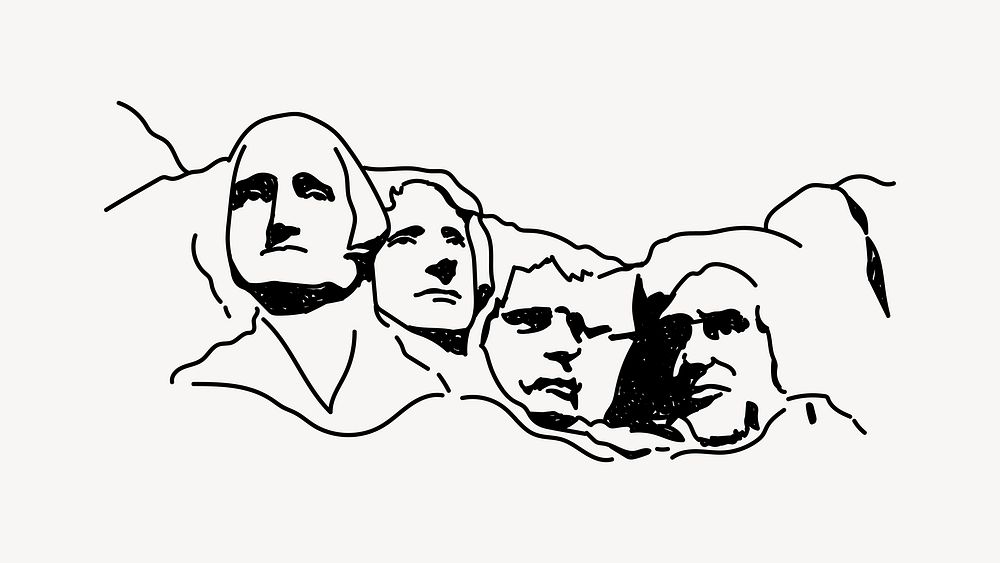 Mount Rushmore USA hand drawn illustration vector