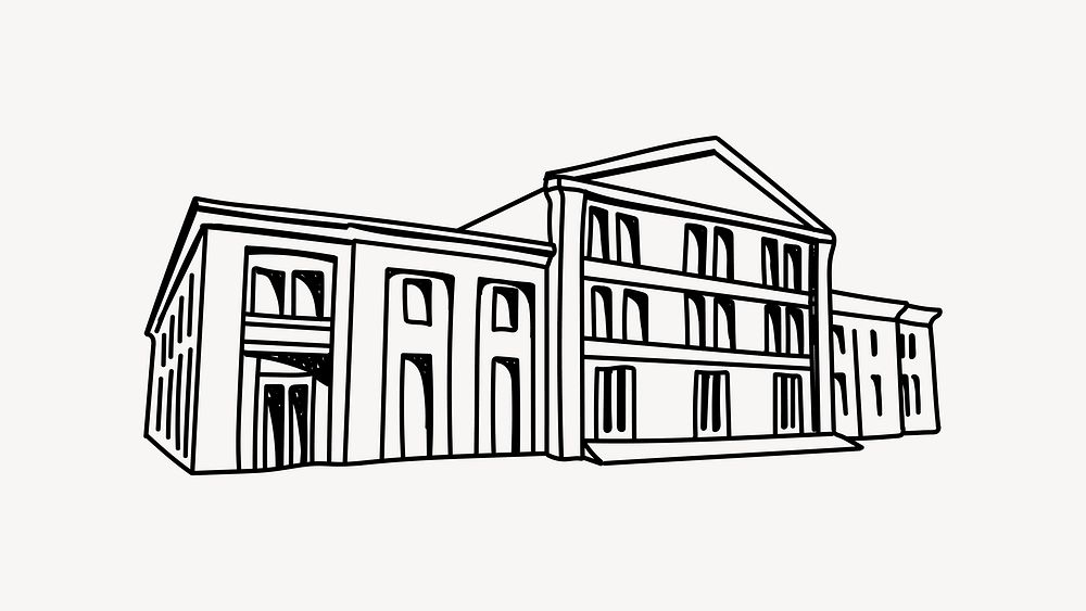 Government building hand drawn illustration vector