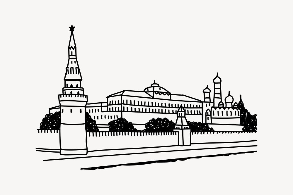 Kremlin Russia hand drawn illustration vector