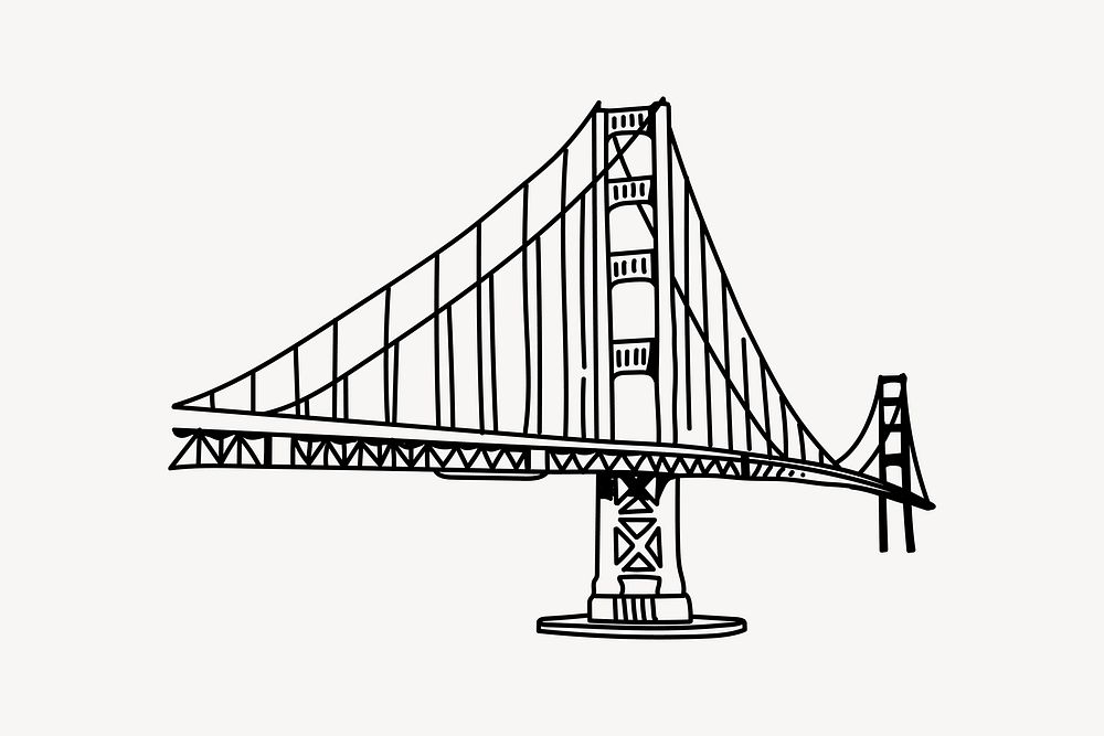 Golden Gate Bridge USA hand drawn illustration vector