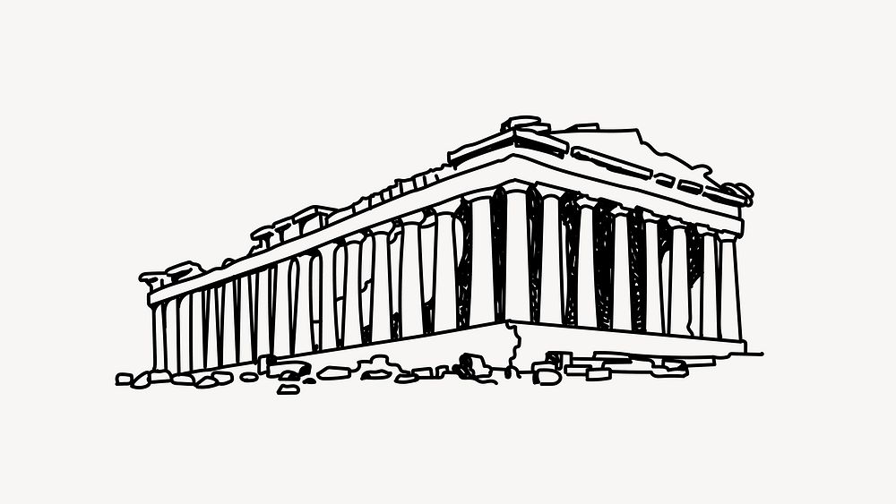 Acropolis of Athens Greece hand drawn illustration vector