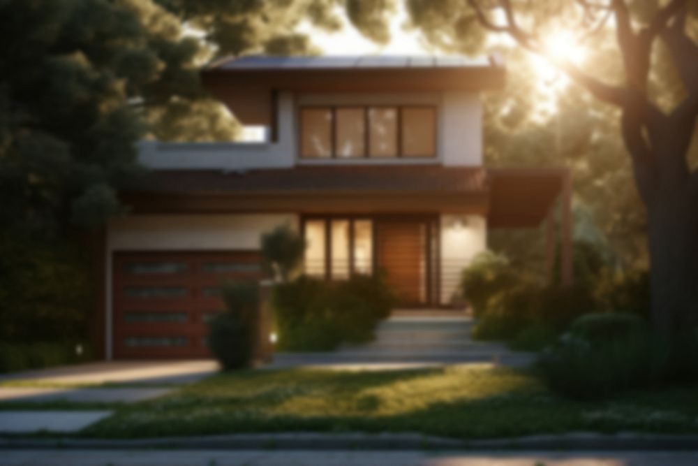 Blurred modern house backdrop, natural light