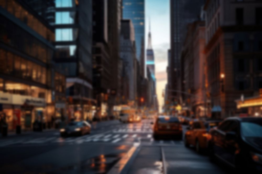 Blurred city at dusk backdrop