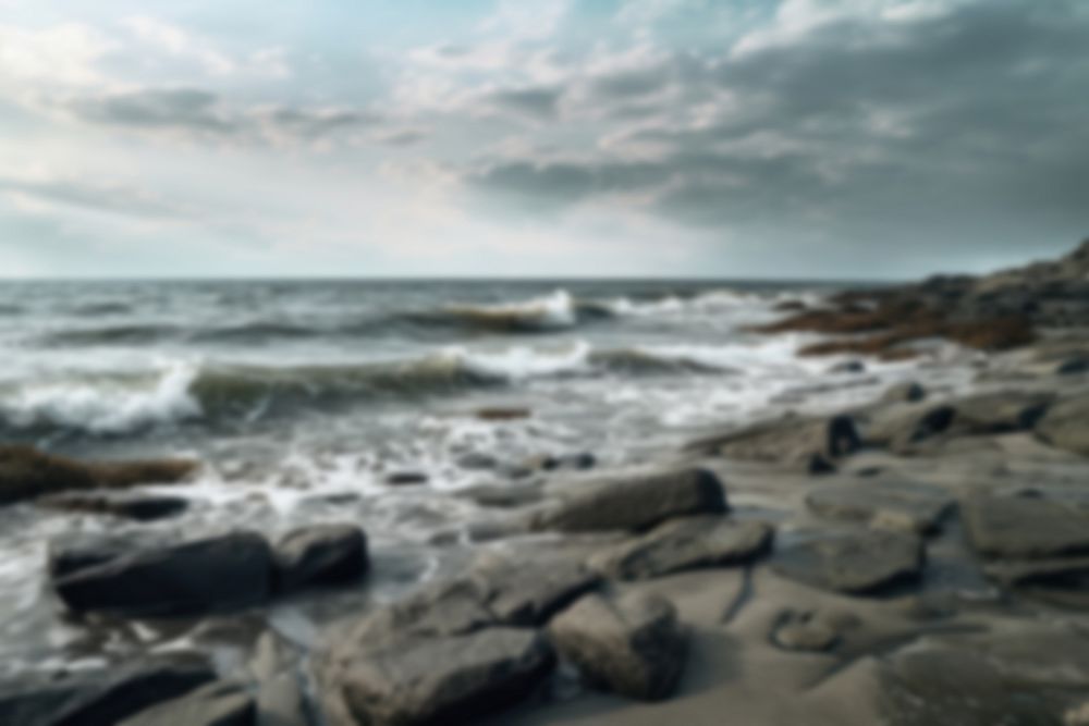 Blurred rocky coast backdrop