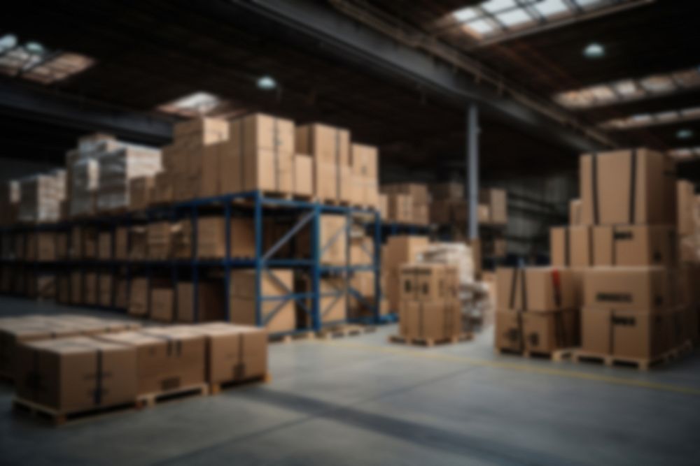 Blurred warehouse indoors backdrop