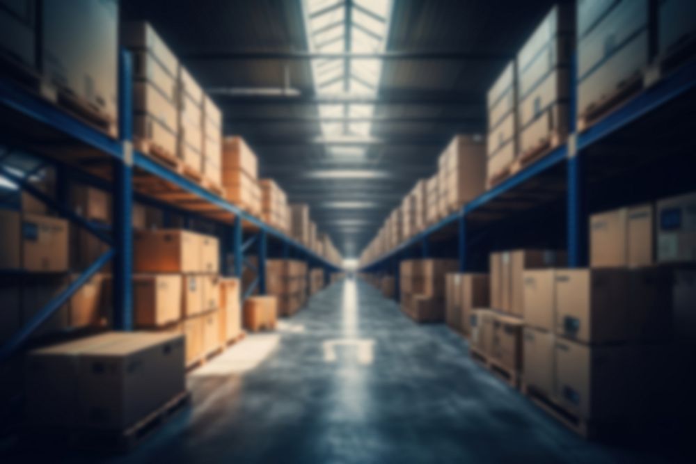 Blurred warehouse indoors backdrop