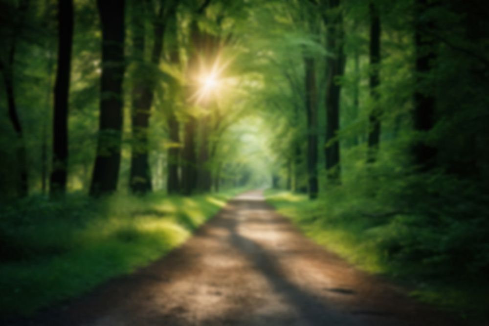 Blurred green forest backdrop, natural light