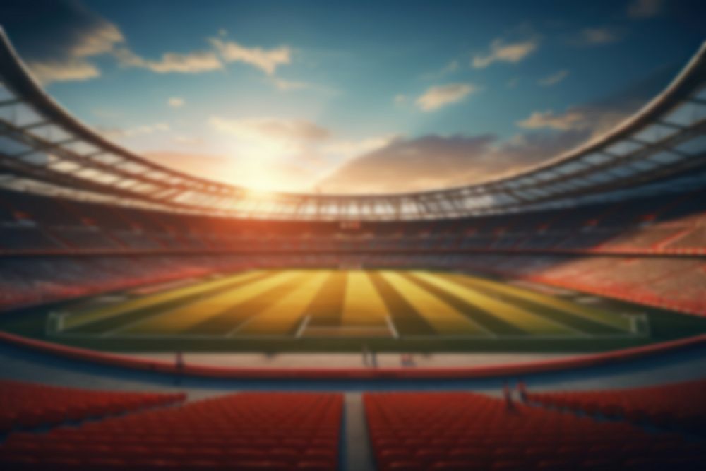 Blurred soccer stadium backdrop, natural light