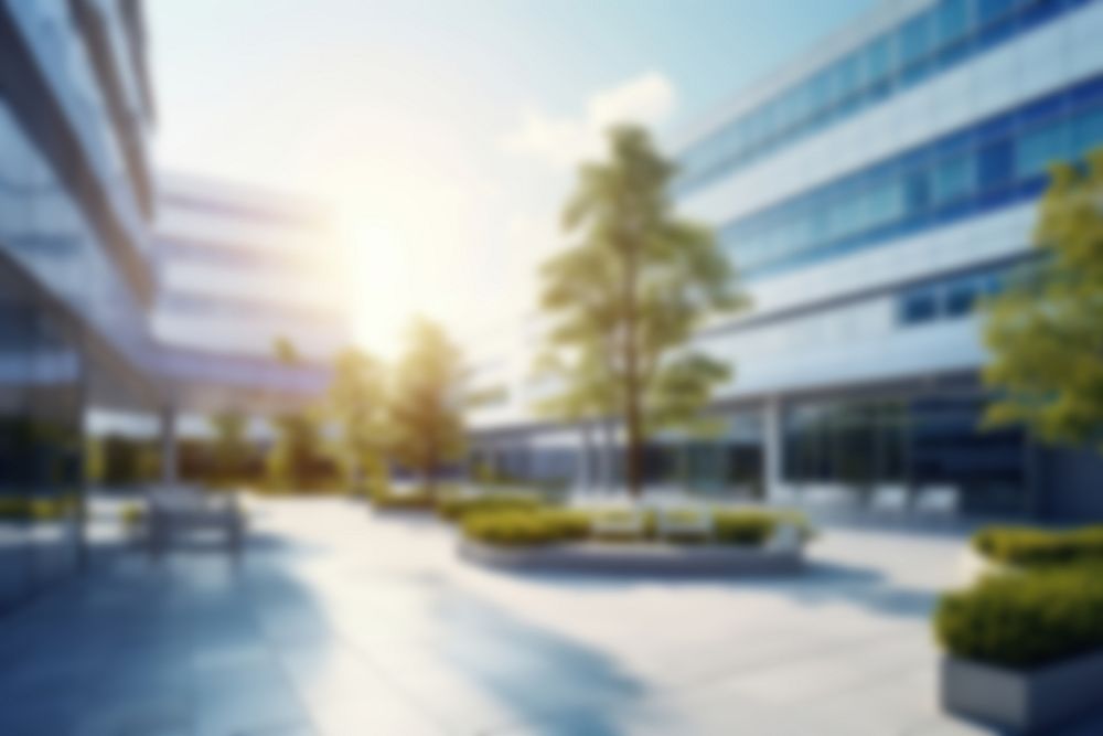 Blurred facade office building backdrop, natural light