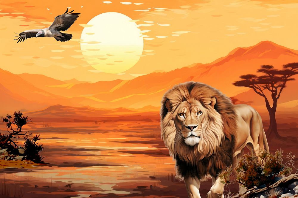 African safari background, wild animal digital paint