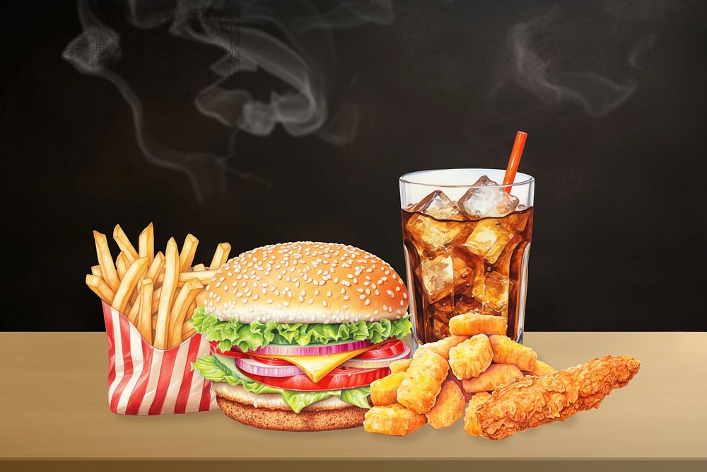 Fast food digital paint illustration
