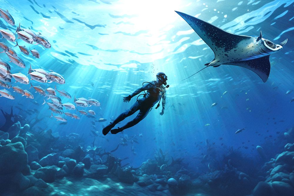 Underwater digital paint illustration