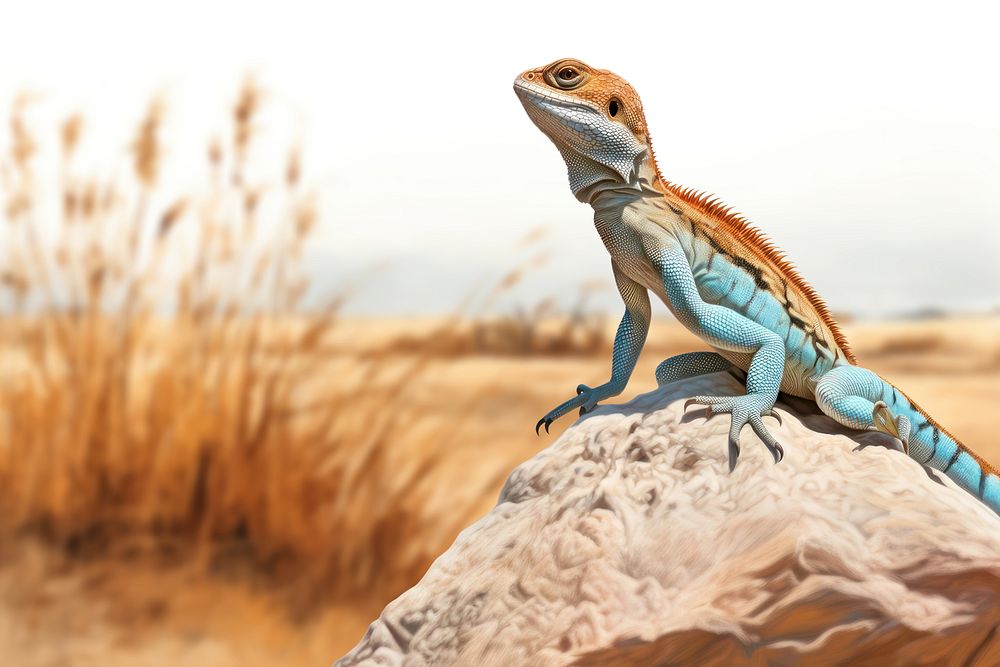 Wild lizard background, African safari digital paint