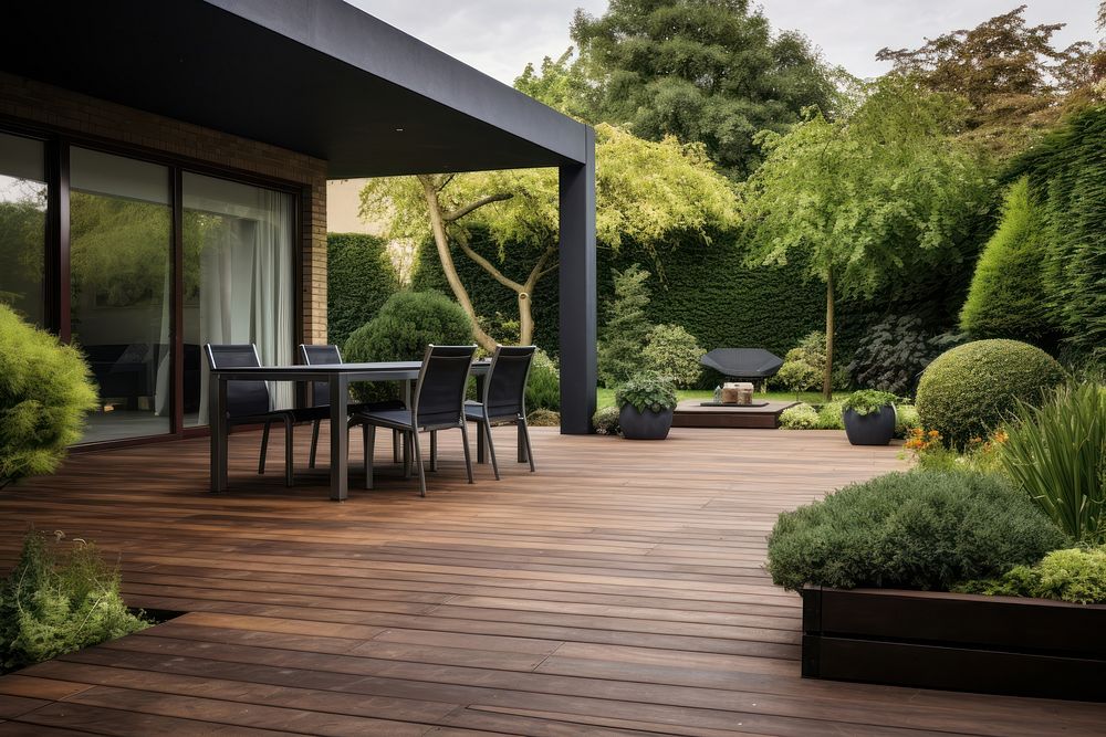 Garden patio deck wood. AI generated Image by rawpixel.