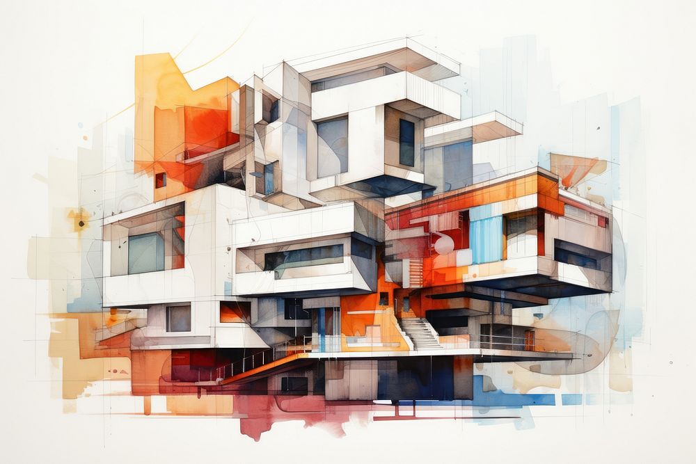 Architecture building painting city. AI generated Image by rawpixel.