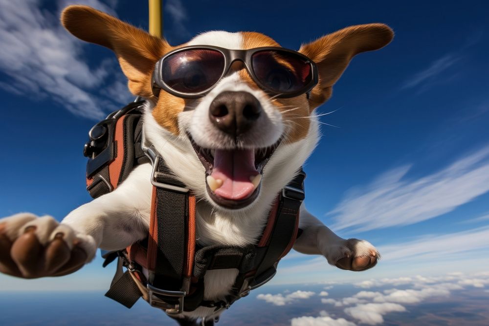 Dog skydiving mammal animal. 