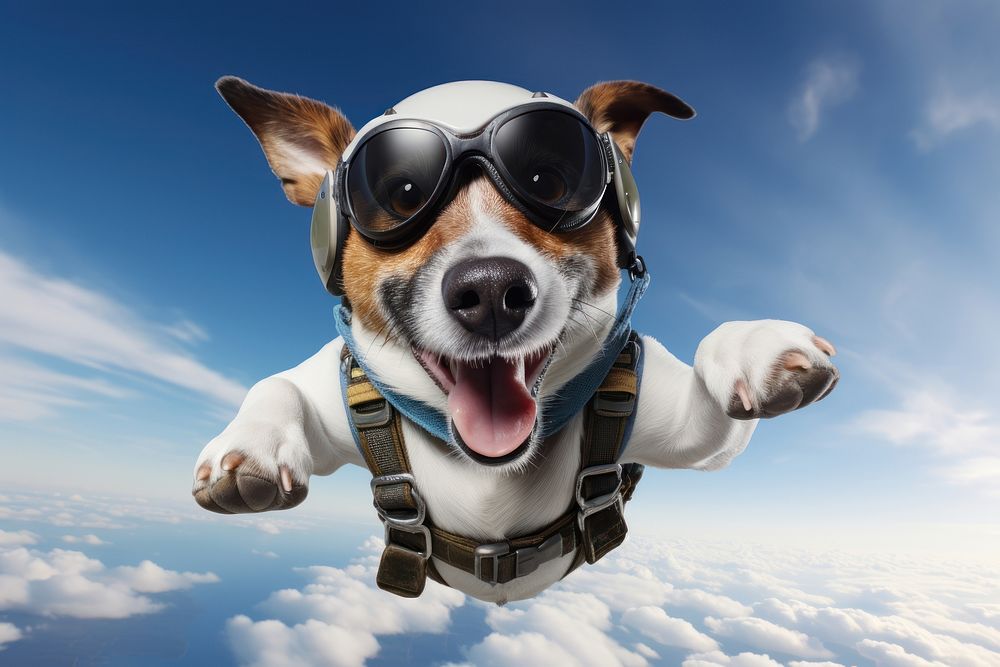 Dog skydiving mammal animal. AI generated Image by rawpixel.