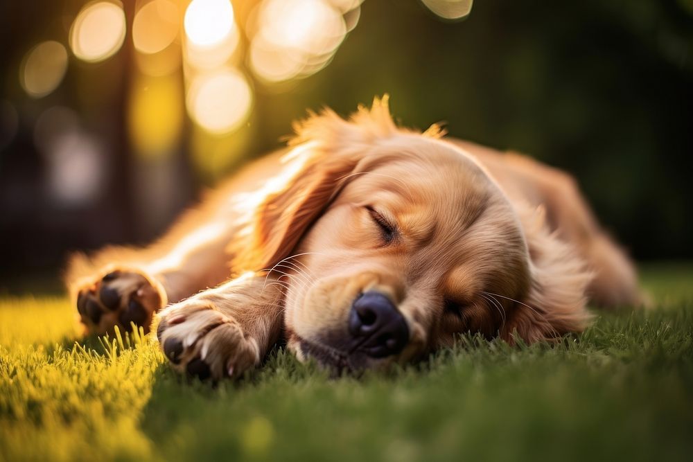 Grass dog sleeping portrait. AI generated Image by rawpixel.