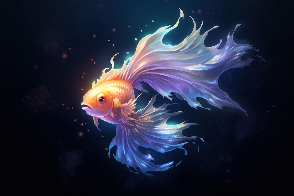 Fish animal sea illuminated. AI generated Image by rawpixel.