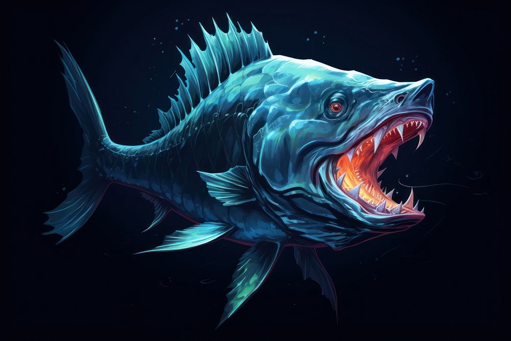 Fish animal sea aggression. AI generated Image by rawpixel.