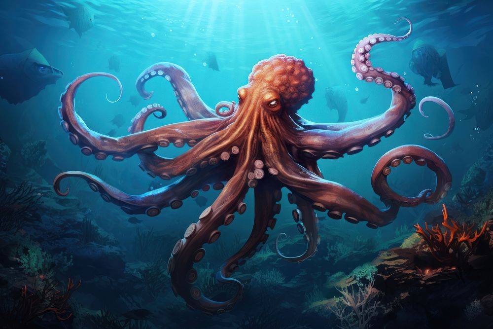 Octopus animal fish sea. AI generated Image by rawpixel.