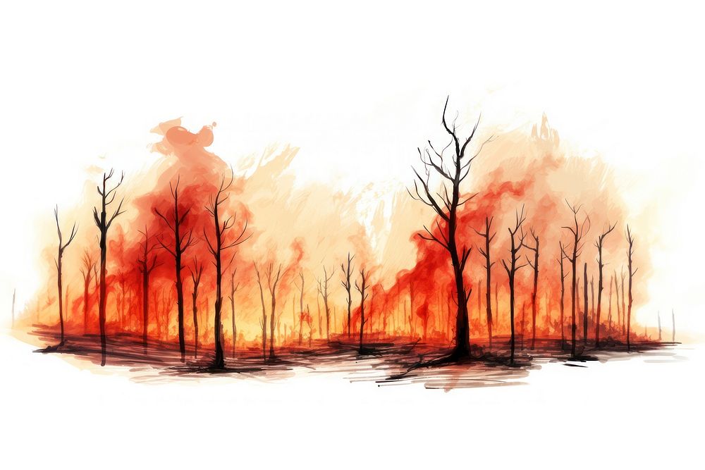 Outdoors burning tree fire. AI generated Image by rawpixel.