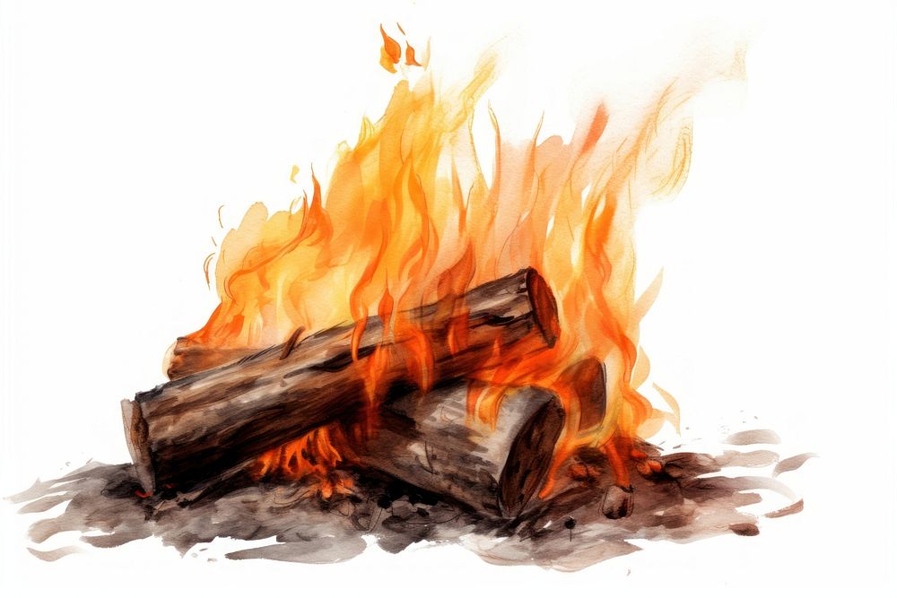 Fire bonfire fireplace firewood. AI generated Image by rawpixel.