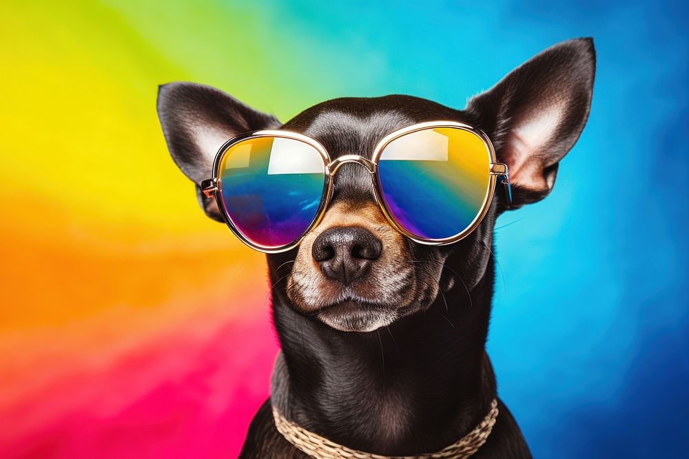 Sunglasses dog mammal animal. 