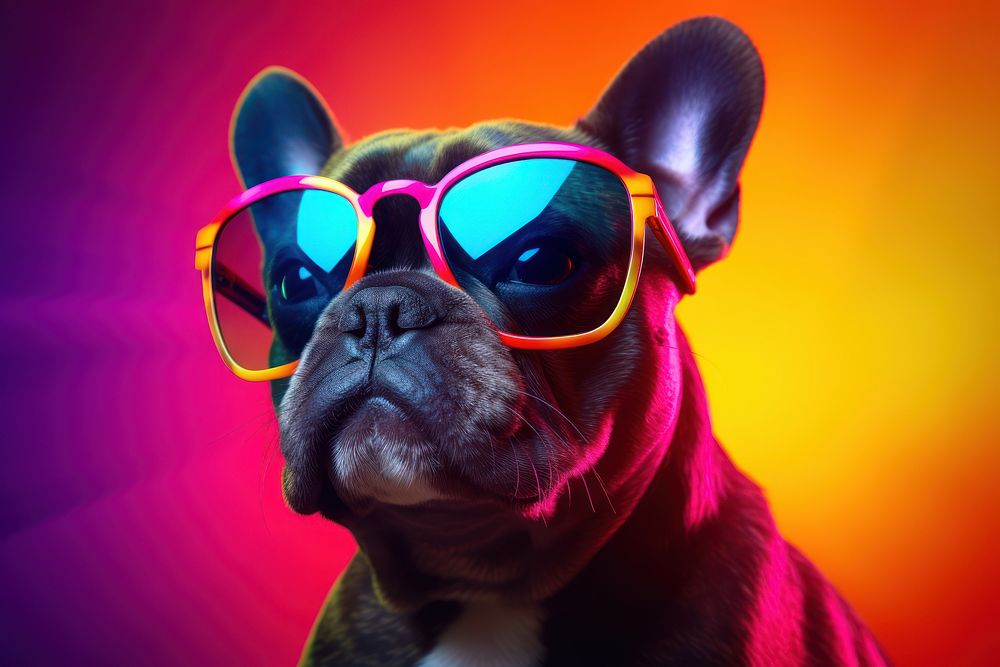 Sunglasses dog bulldog mammal. 