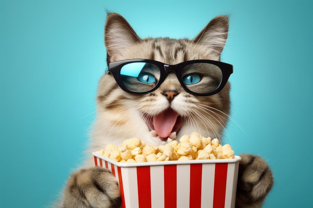 Glasses popcorn mammal animal. 