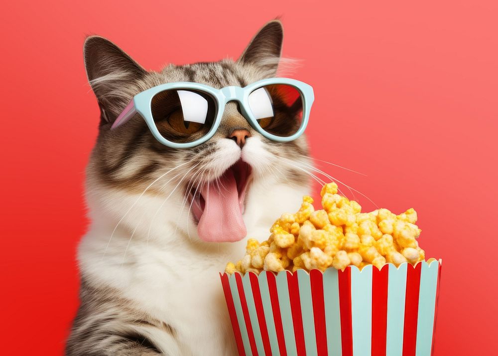 Popcorn glasses mammal animal. 