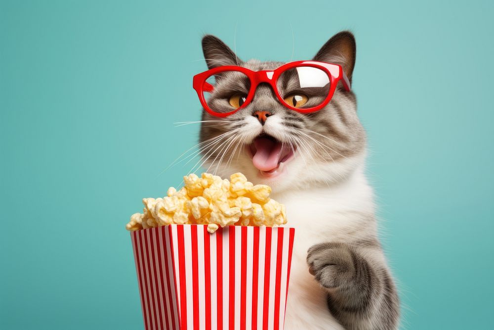 Glasses popcorn mammal animal. 