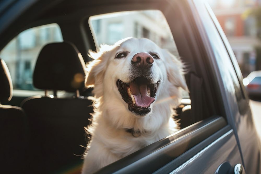 Dog car vehicle mammal. 