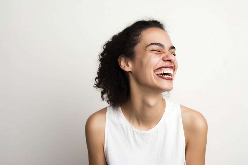 Laughing smiling adult woman. AI generated Image by rawpixel.