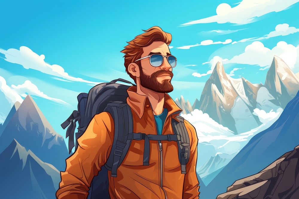 Outdoors cartoon adult man. AI generated Image by rawpixel.