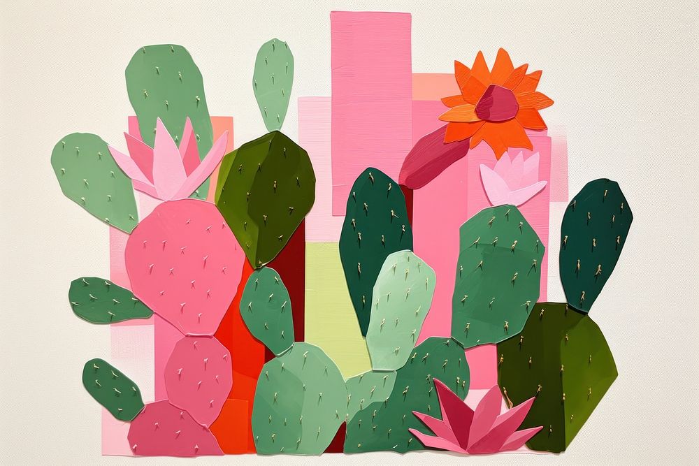Cactus art nature plant. AI generated Image by rawpixel.