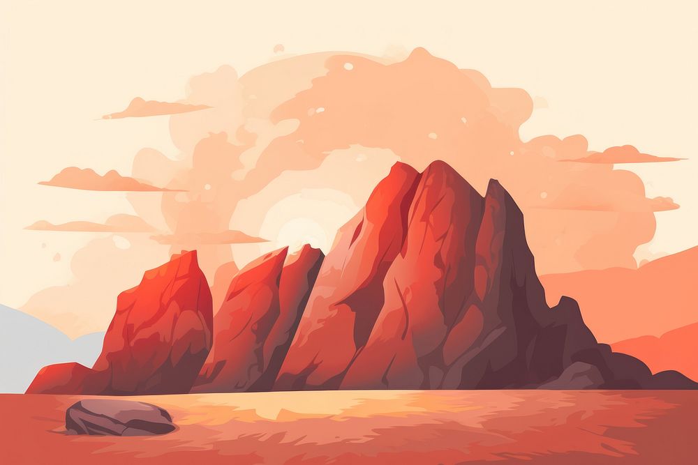 Mountain outdoors painting nature. AI generated Image by rawpixel.