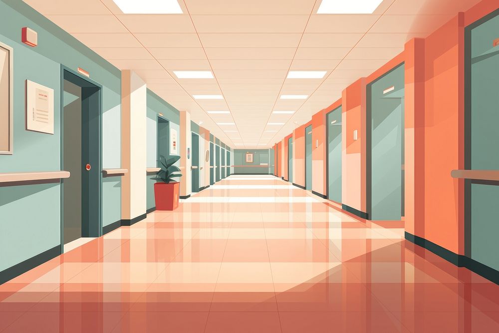 Architecture corridor hospital building. AI generated Image by rawpixel.