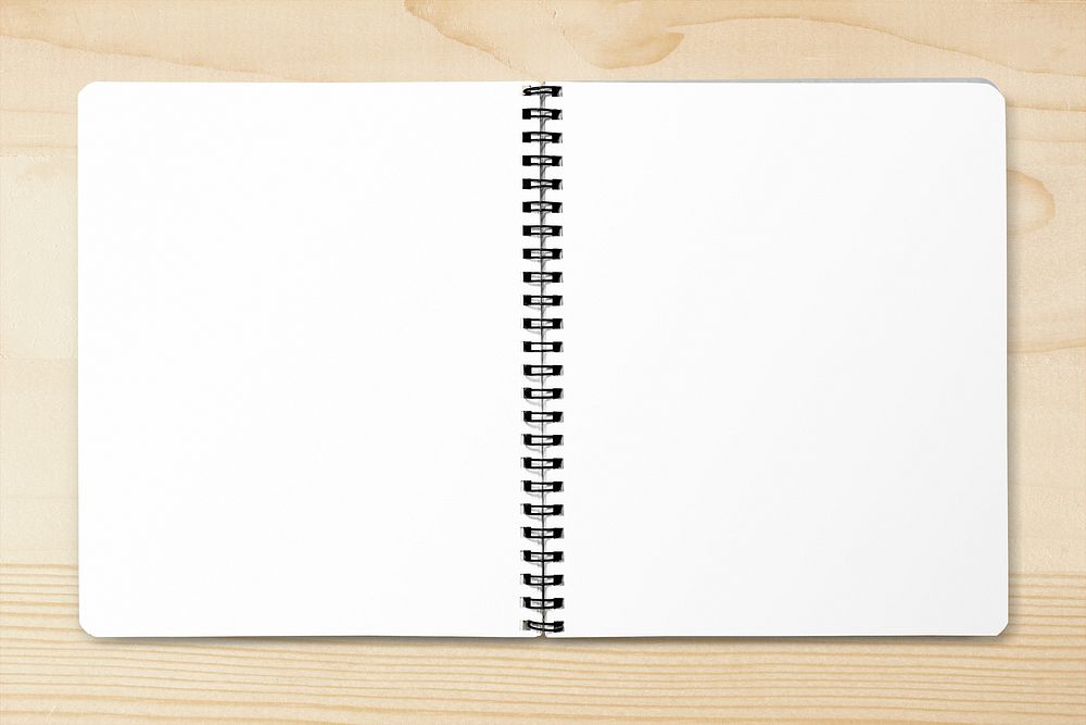 Blank open book page with design space