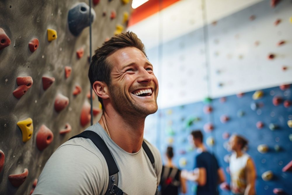 Climbing activity smiling smile. 