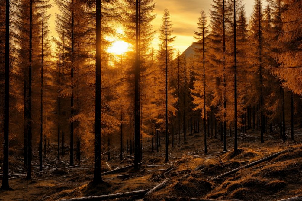 Landscape forest autumn sunlight. AI generated Image by rawpixel.