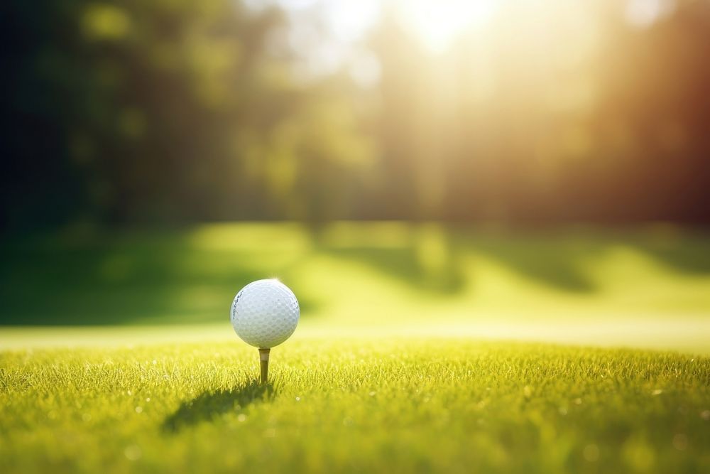 Golf ball on grass field. 