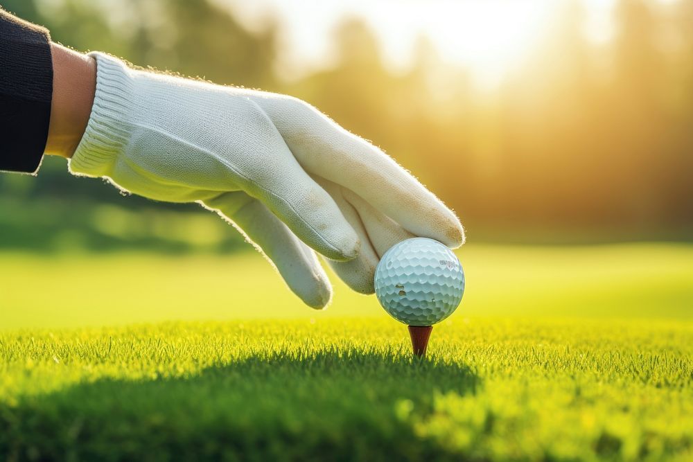 Glove golf ball outdoors. 