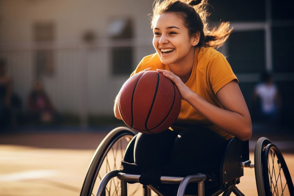 Basketball wheelchair sports smile. AI generated Image by rawpixel.