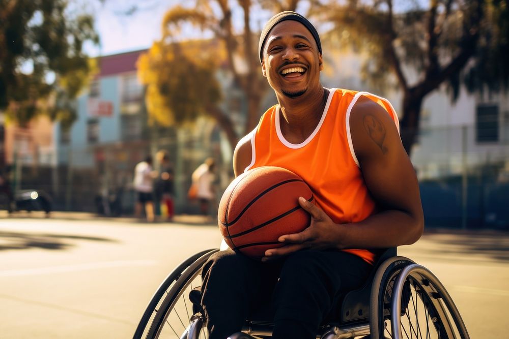 Basketball wheelchair sports smile. AI generated Image by rawpixel.