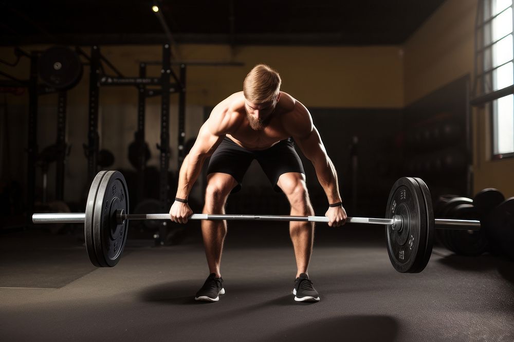 Gym deadlift barbell sports. AI generated Image by rawpixel.