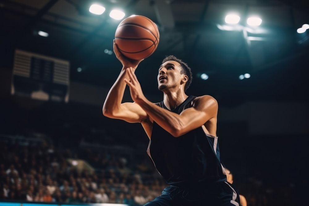 Basketball throwing sports player. 