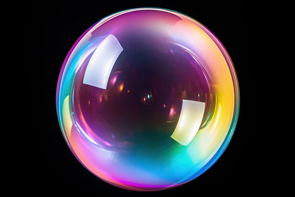 Bubble rainbow sphere black background. AI generated Image by rawpixel.